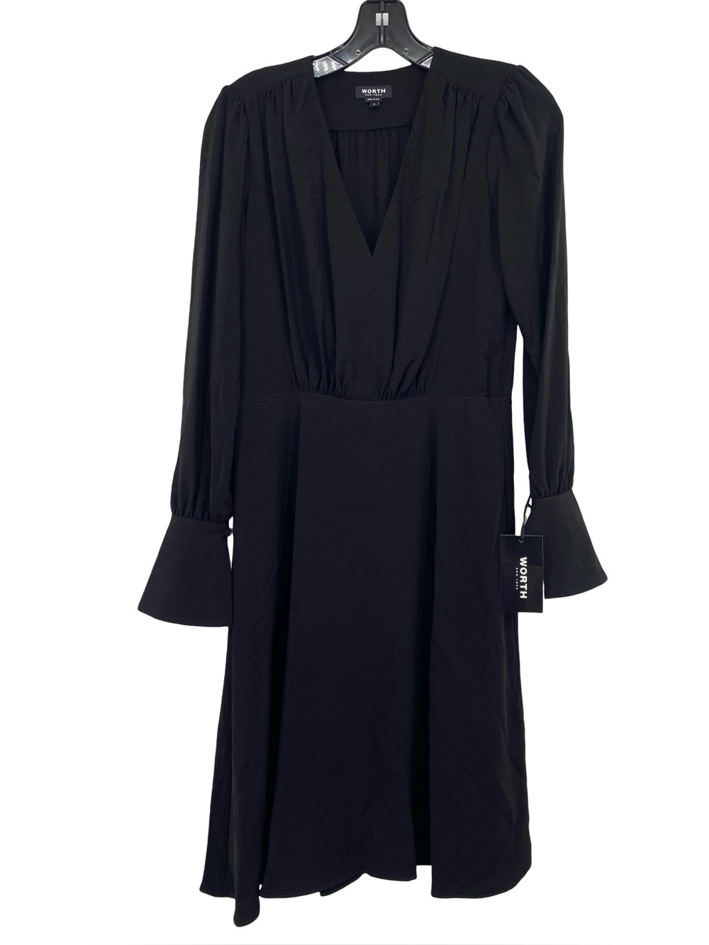 Worth New York Womens Black Long Sleeve Cuffed V Neck Dress Size 2 New